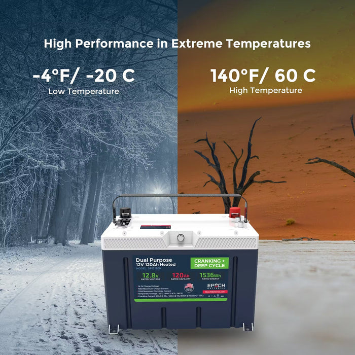 12V 120AH Group 27 LiFePO4 Battery Cranking & Deep Cycle Lithium Battery (Dual Purpose)