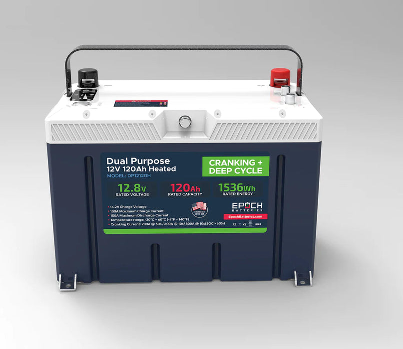 12V 120AH Group 27 LiFePO4 Battery Cranking & Deep Cycle Lithium Battery (Dual Purpose)