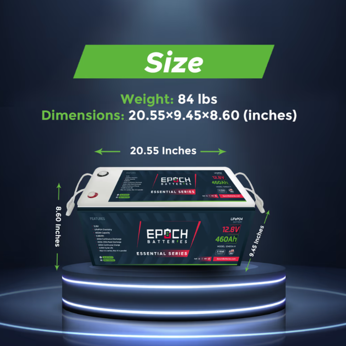 12V 460Ah | Heated & Bluetooth | LiFePO4 Battery Essentials
