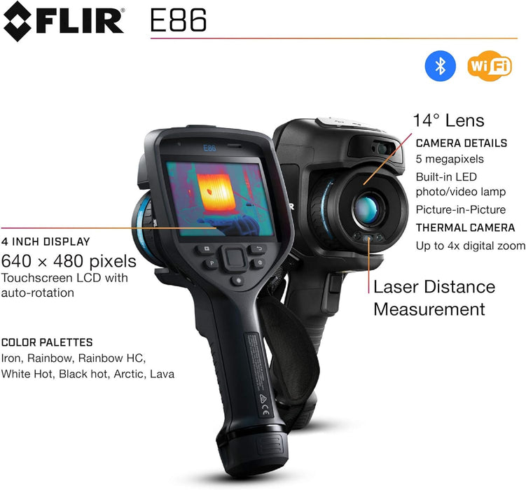 FLIR E86 Advanced Thermal Imaging Camera with Dual FOV Lenses, MSX, UltraMax, and Thermal Studio Pro, 464 x 348, 30 Hz